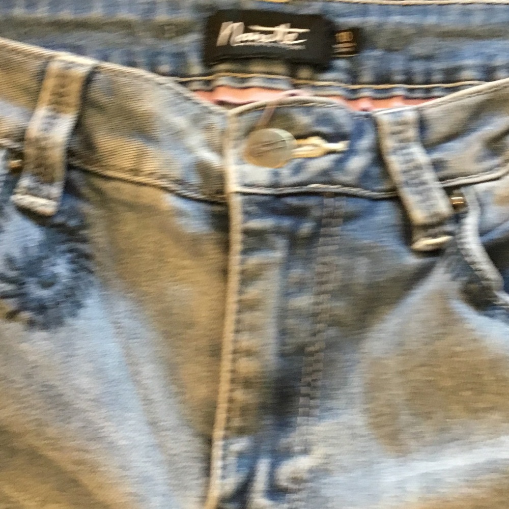 Nanette Lepore Distressed Grunge Light Blue Straight-Leg Jeans Embroidery Size10 - Picture 8 of 11
